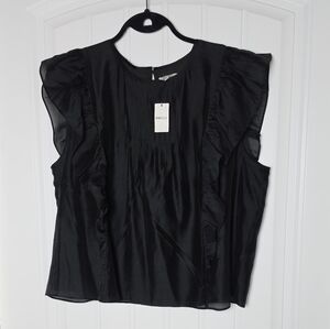 RW&CO Black Ruffle Sleeve Women's Top Large